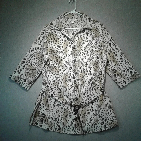 Leopard Print Short Sleeve Belted Tunic Top  Size 18W - Picture 13 of 13